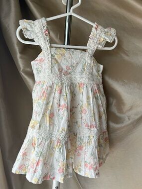 100% cotton Floral Eyelet Sundress with Crochet Trim - cotton lining